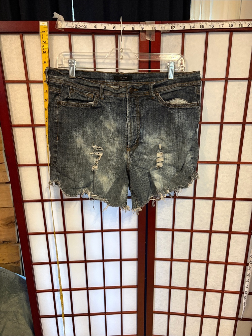 Nine West Washed Black Distressed Denim Cutoff Shorts